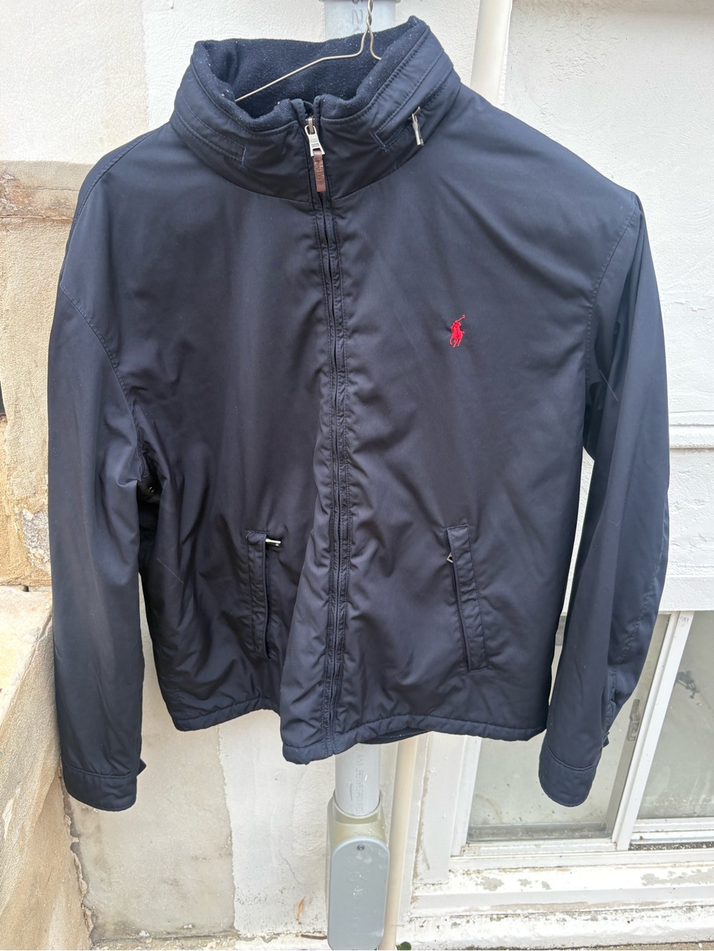 Ralph Lauren Navy Lightweight Zip Jacket with Red Pony